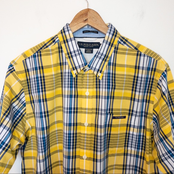 US Polo ASSN Men Size XL Shirt Slim Fit Plaid - Picture 1 of 10